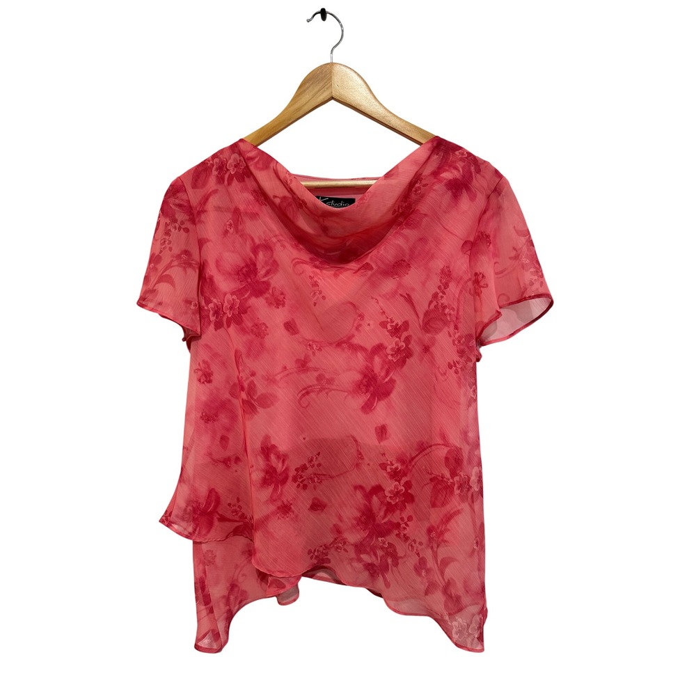 Vintage Y2K K Studio Collection Pink Floral Fairycore Blouse Romantic Top 14